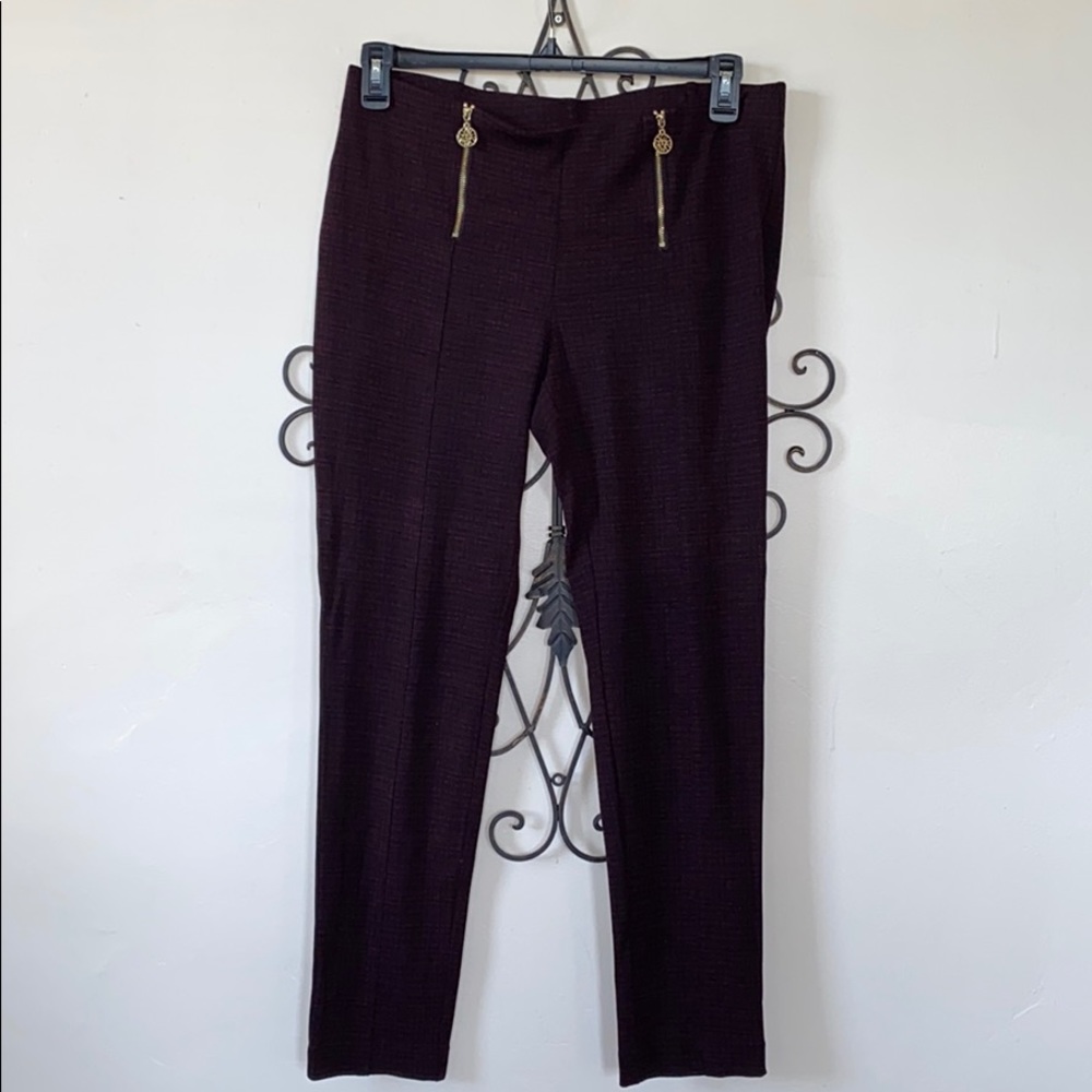 Anne Klein Trousers - Burgundy w/Gold Accent